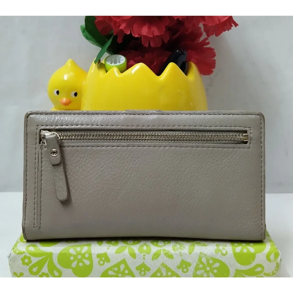 Kate Spade New York Gray Leather Credit Card Bifold Wallet